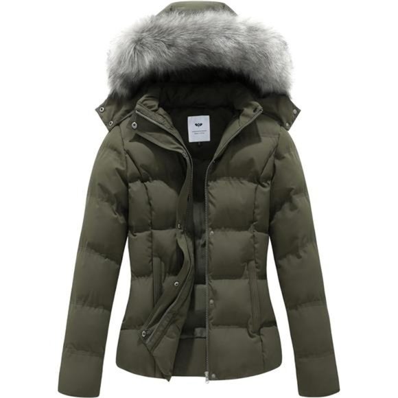 Hooded Warm Winter Coat Quilted Thicken Puffer Jacket with‎ Removable Fur Hood - Picture 2 of 7
